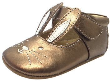 Livie & Luca Girl's Molly Copper Metallic Leather Hook and Loop Mary Jane Shoe