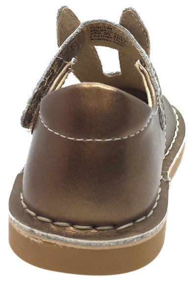 Livie & Luca Girl's Molly Copper Metallic Smooth Leather Bunny Mary Jane Shoe with Hook and Loop Strap