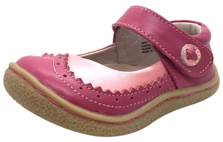 Livie & Luca Girl's Tootles Pink Leather Mary Jane Flat Shoe with Contrasting Upper Trim