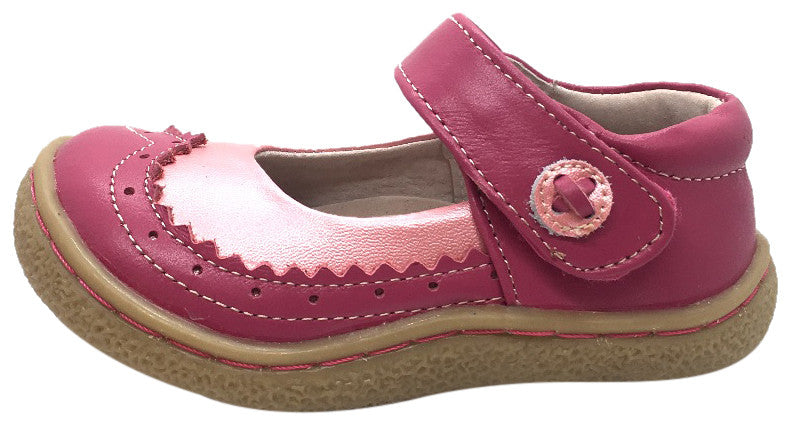 Livie & Luca Girl's Tootles Pink Leather Mary Jane Flat Shoe with Contrasting Upper Trim