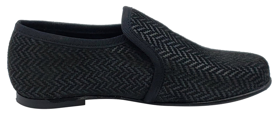 Luccini Spiga 3D Silver Black Leather Slip On Elastic for Boy's
