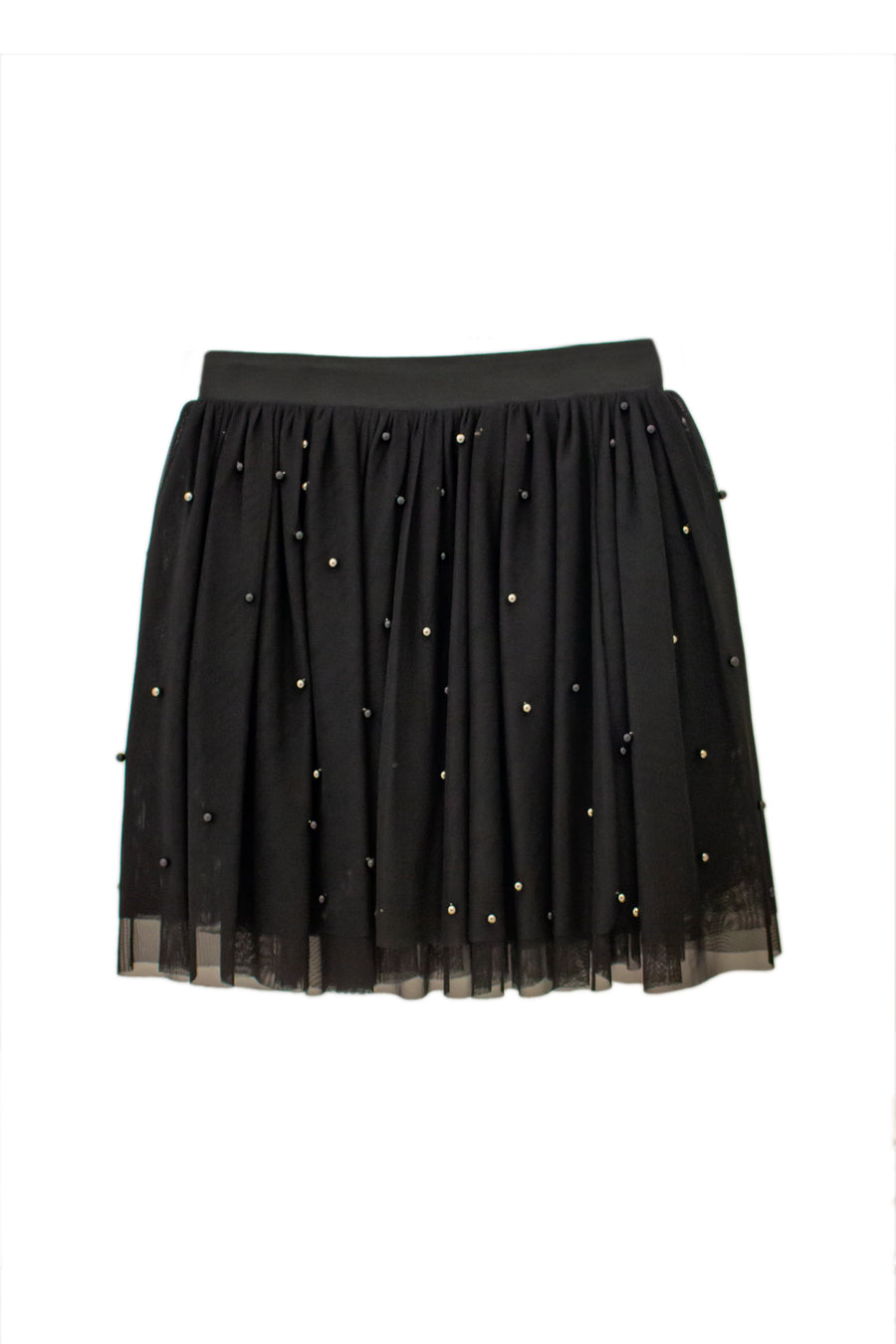 FUN & FUN Black Skirt Chiffon with Pearl Detail