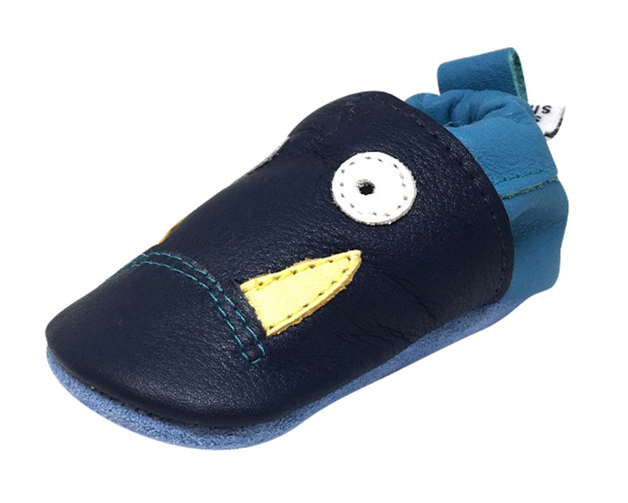 Shooshoos Boy's The Chairman Soft Leather Slip On Elastic Ankle Fun Monster Character First Walker Crib Shoe