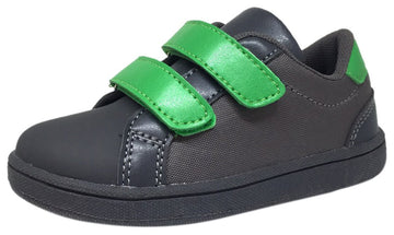 My Brooklyn The Original Boy's and Girl's Sneaker in Grey with Green Double Straps
