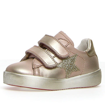 Naturino Girl's Annie Vl Calf/Suede Glitter Squeeze Sneakers - Cipria/Platinum