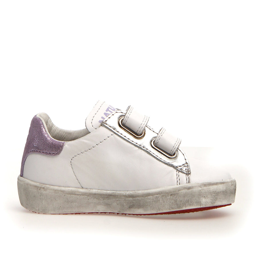 Naturino Girl's Annie VL Sneakers - White/Silver/Lilac