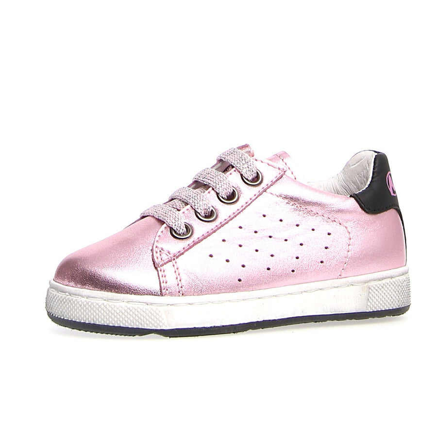 Naturino Girl's Hasselt Zip Metallic Sneaker Shoes - Pink/Black