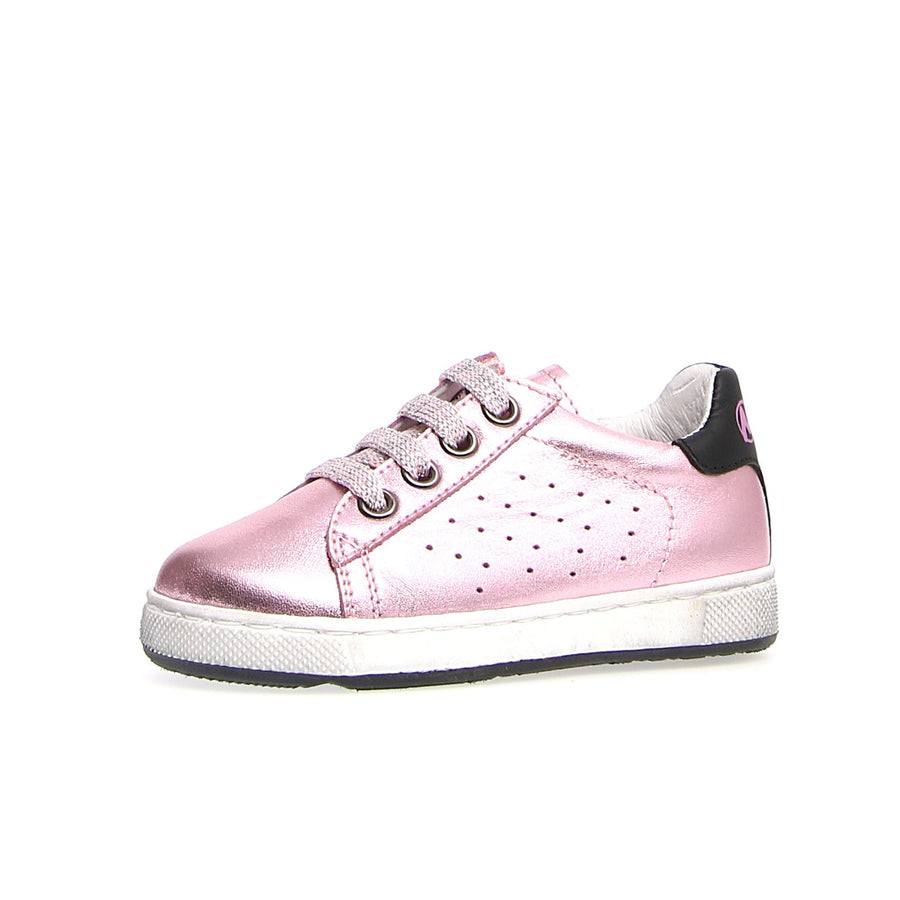 Naturino Girl's Hasselt Zip Metallic Sneaker Shoes - Pink/Black