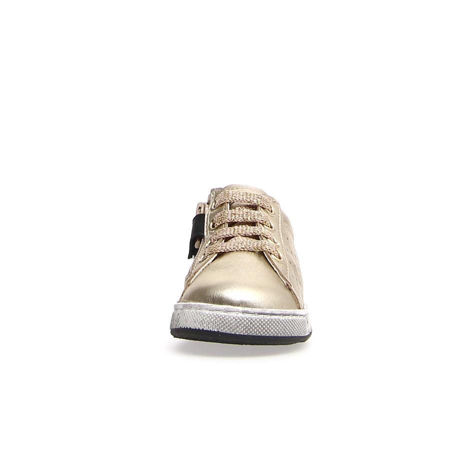 Naturino Girl's Hasselt Zip Metallic Sneaker Shoes - Gold/Black