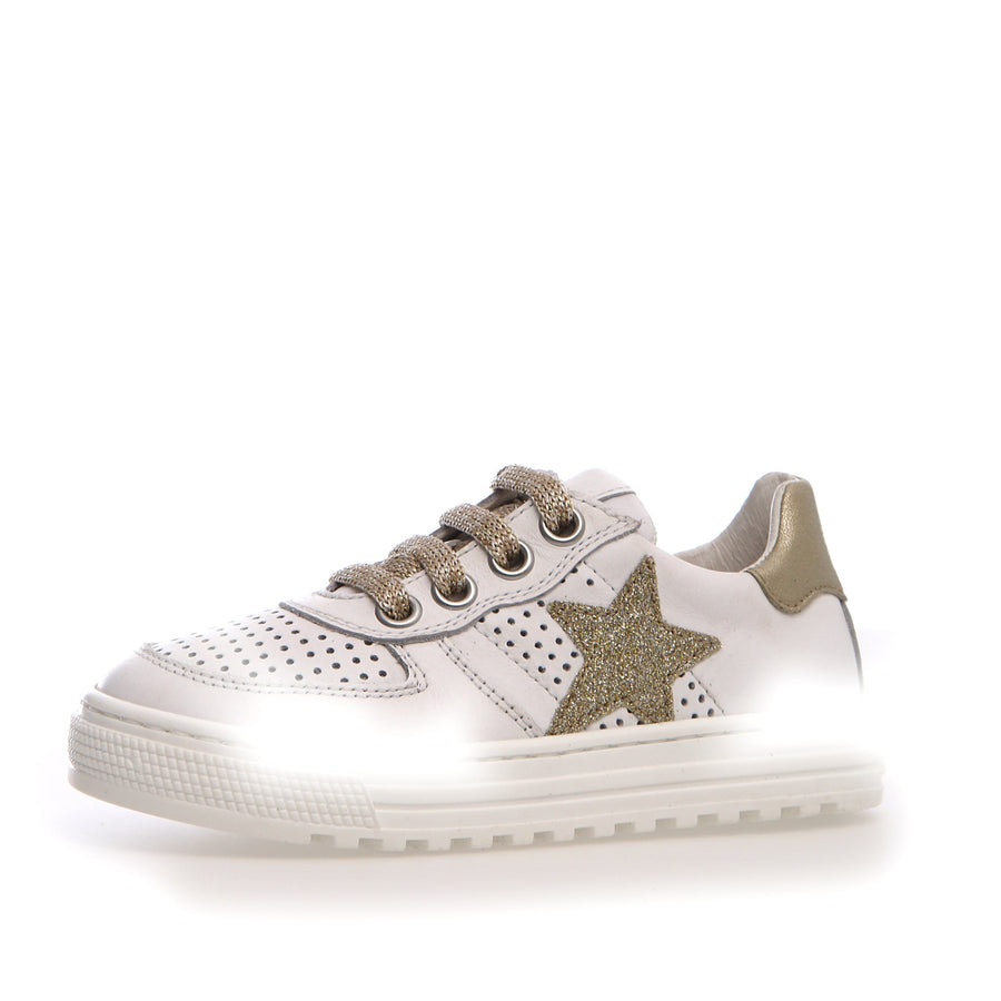 Naturino Girl's Hess Zip Glitter Sneakers, White-Platinum