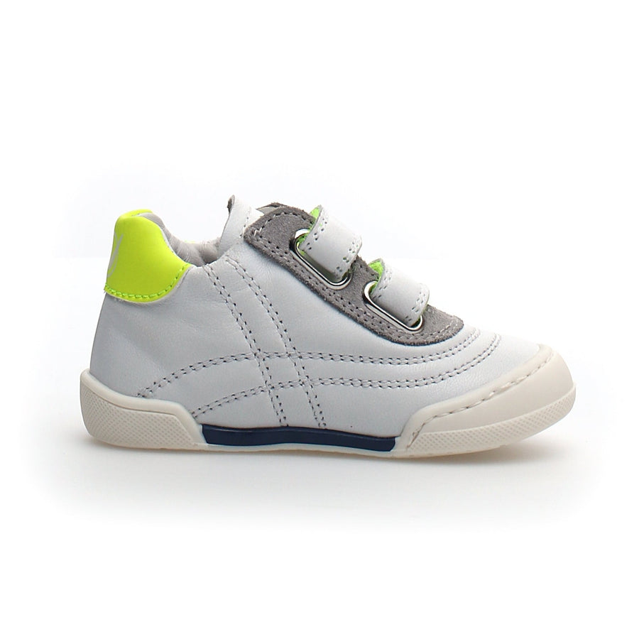 Naturino Girl's and Boy's Mimos Fashion Sneakers - White/Grey/Yellow Fluo