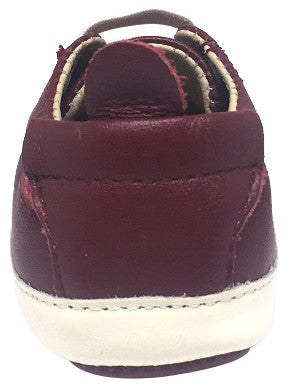 Old Soles Boy's & Girl's 030 Eazy Tread Burgundy White Soft Leather Classic Slip On Baby Shoes
