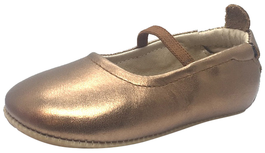 Old Soles Girl's 013 Luxury Ballet Old Gold Leather Elastic Mary Jane Flat Shoe
