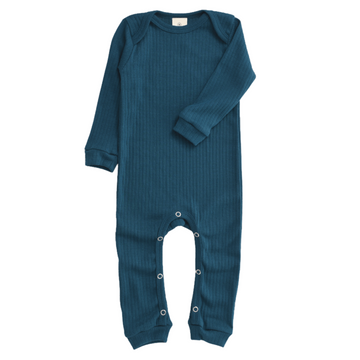 Organic by Feldman Play of Colors Long Sleeve Overall Play Suit  - Petrol Blue
