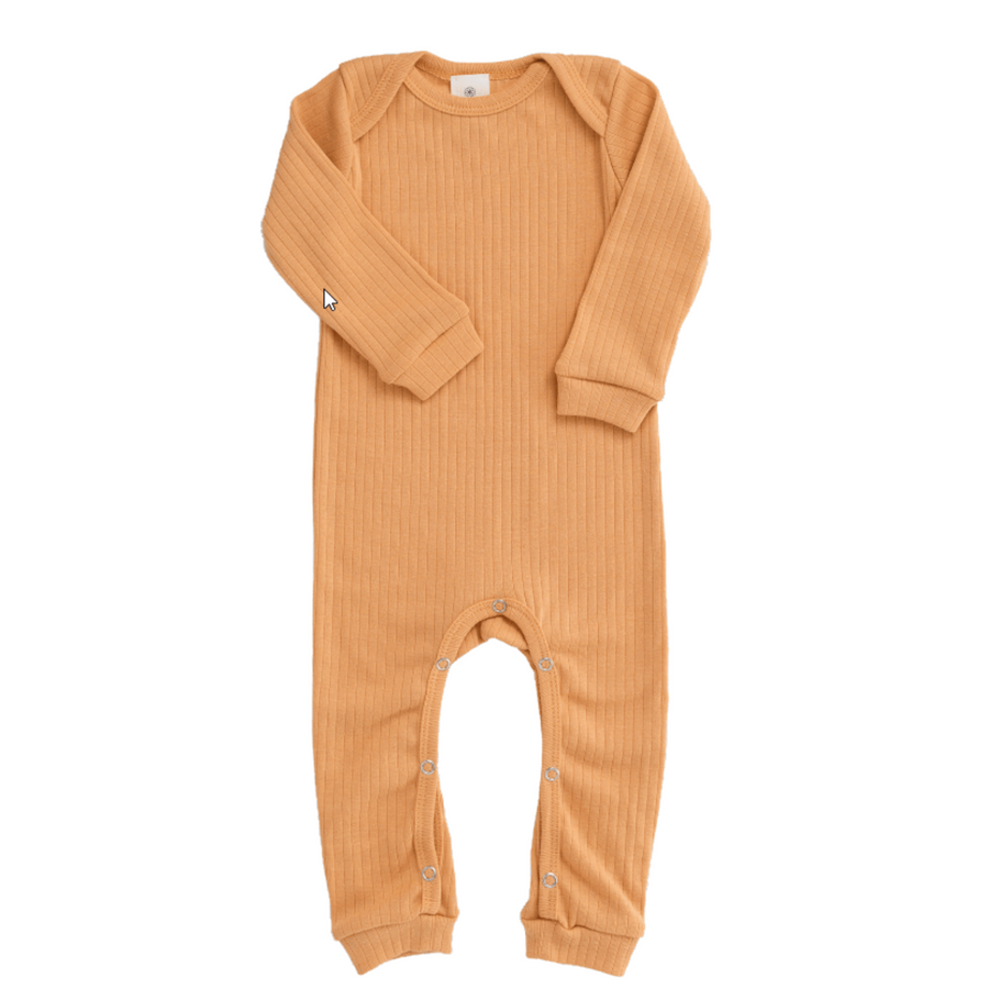 Organic by Feldman Play of Colors Long Sleeve Overall Play Suit  - Ochre