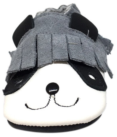 ShooShoos Boy's & Girl's Soft Leather Suede Fringe Slip On Elastic Fun Panda Animal Character Baby Crib Shoe