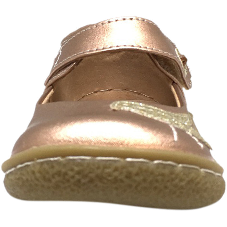 Livie & Luca Girl's Pio Pio Leather Shimmer Dove Hook and Loop Mary Jane Shoes Rose Gold - Just Shoes for Kids
 - 4