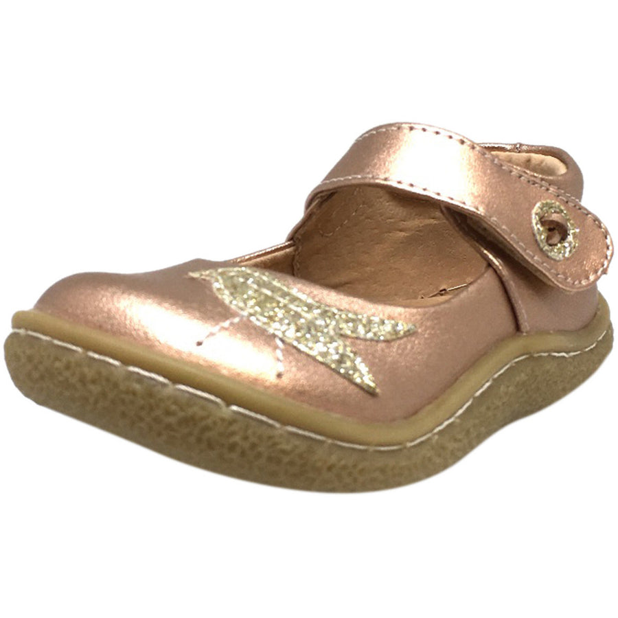 Livie & Luca Girl's Pio Pio Leather Shimmer Dove Hook and Loop Mary Jane Shoes Rose Gold - Just Shoes for Kids
 - 1