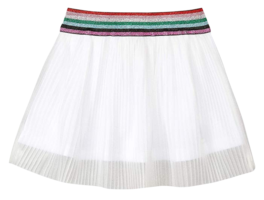 Old Soles Lurex Pleated Skirt White