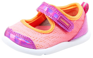 Step & Stride Innes Pink Mesh Metallic Hook and Loop Mesh Mary Jane Sneaker Baby Shoe