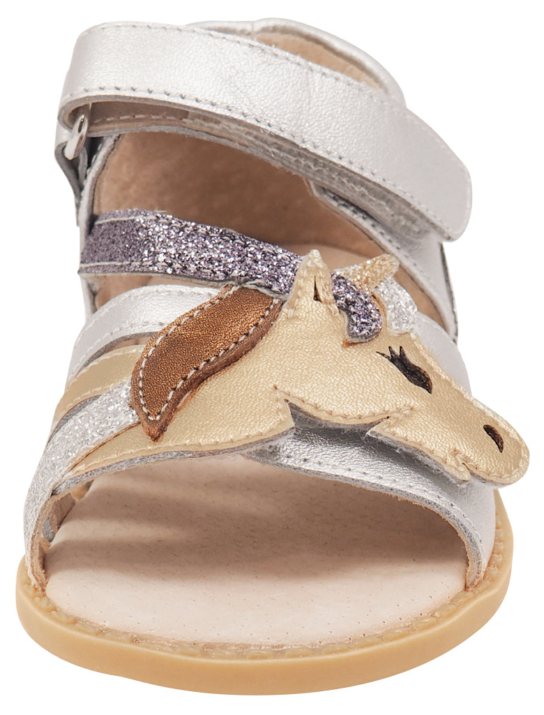 Livie & Luca Girl's Unicorn Sandals, Silver Metallic