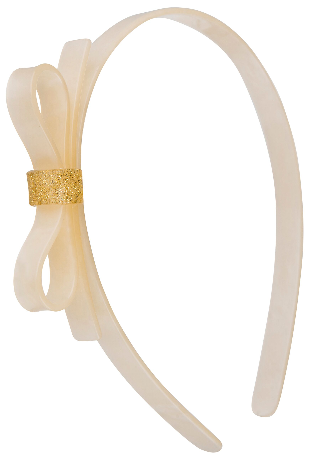 Lilies & Roses NY Thin Bow Pearlized White Gold Headband