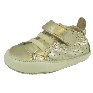 Old Soles Girl's and Boy's Cheer Bambini Gold Leather First-Walker Sneaker - Just Shoes for Kids
 - 1