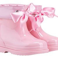 Pink rain sale boots with bow