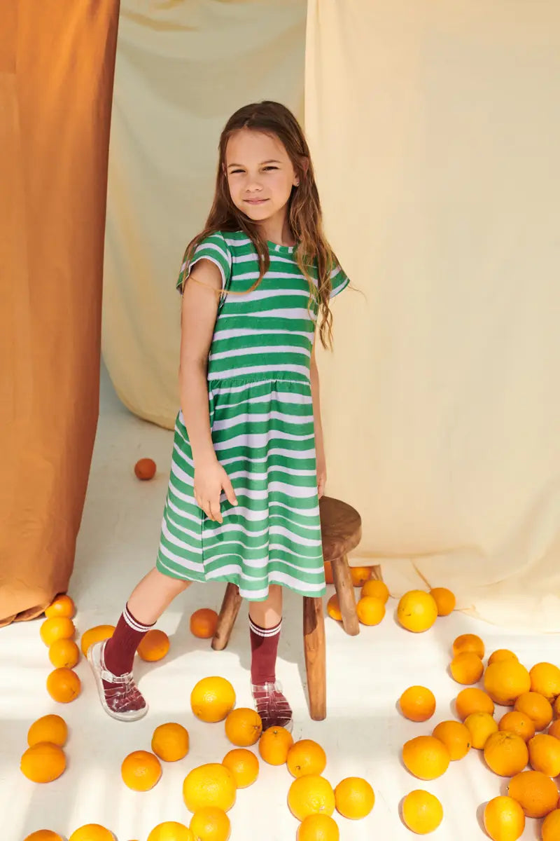 Don't Grow Up Organic Striped Dress with Ruffle Sleeves