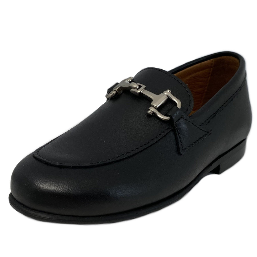 Atlanta Mocassin Boy's and Girl's Chained Loafers, Black