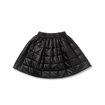 OMAMImini Quilted Faux Leather Skirt - Black