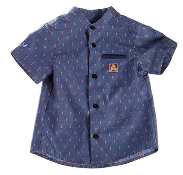 Attic 21 Boy's NSH4227 Blue And Orange Shirt - Multi