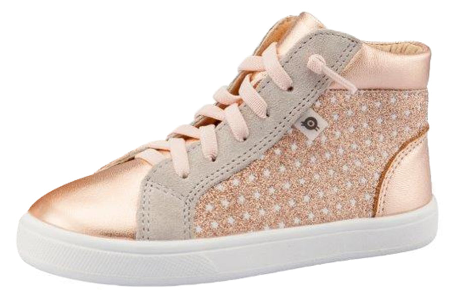 Old Soles Girl's Street Glam High Top Leather Sneakers, Star Glam Copper