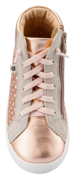 Old Soles Girl's Street Glam High Top Leather Sneakers, Star Glam Copper