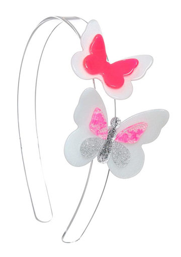 Lilies & Roses NY Girl's Double Butterfly Neon Pink Headband