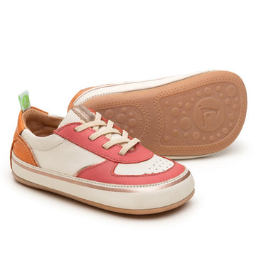 Tip Toey Joey Girl's Brinky Sneakers, Coral Matte/Tapioca