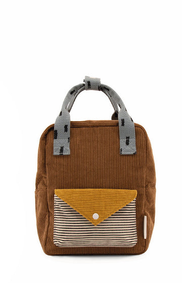 Sticky Lemon Corduroy Collection Envelope Small Backpack, Walnut Brown/Mari Gold/Steel Blue