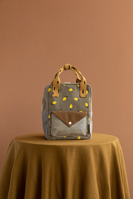 Sticky Lemon Corduroy Collection Small Backpack, Pigeon Blue/Woody Green