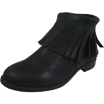 Old Soles Girl's 2012 Ever Boot Black Leather Fringe Zipper Bootie Shoe - Just Shoes for Kids
 - 1