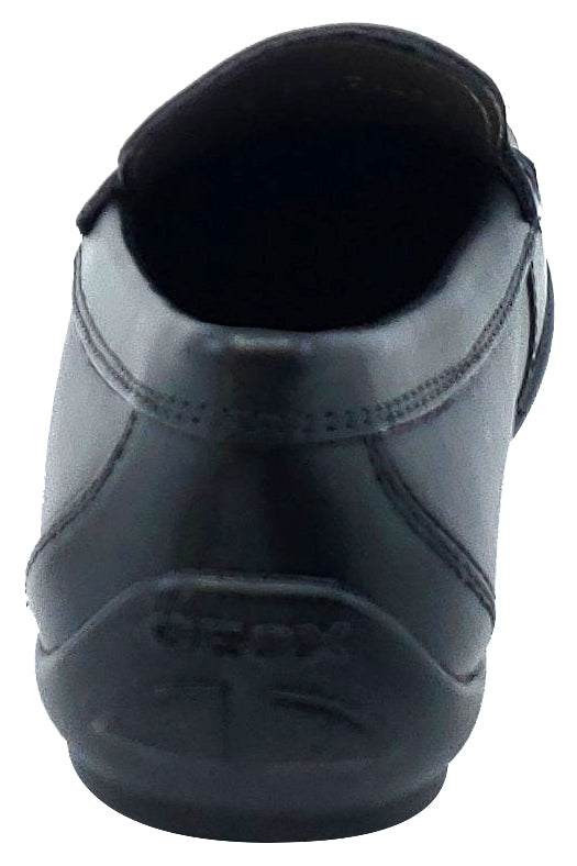 Geox Jr New Fast Mocassin Black Premium Leather Plain Slip On for Boy's