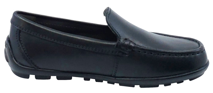 Geox Jr New Fast Mocassin Black Premium Leather Plain Slip On for Boy's