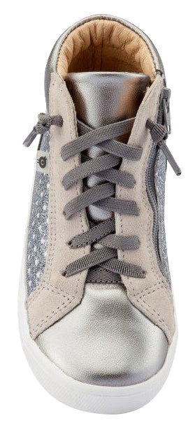 Old Soles Boy's and Girl's Street Glam High Top Leather Sneakers, Star Glam Gunmetal