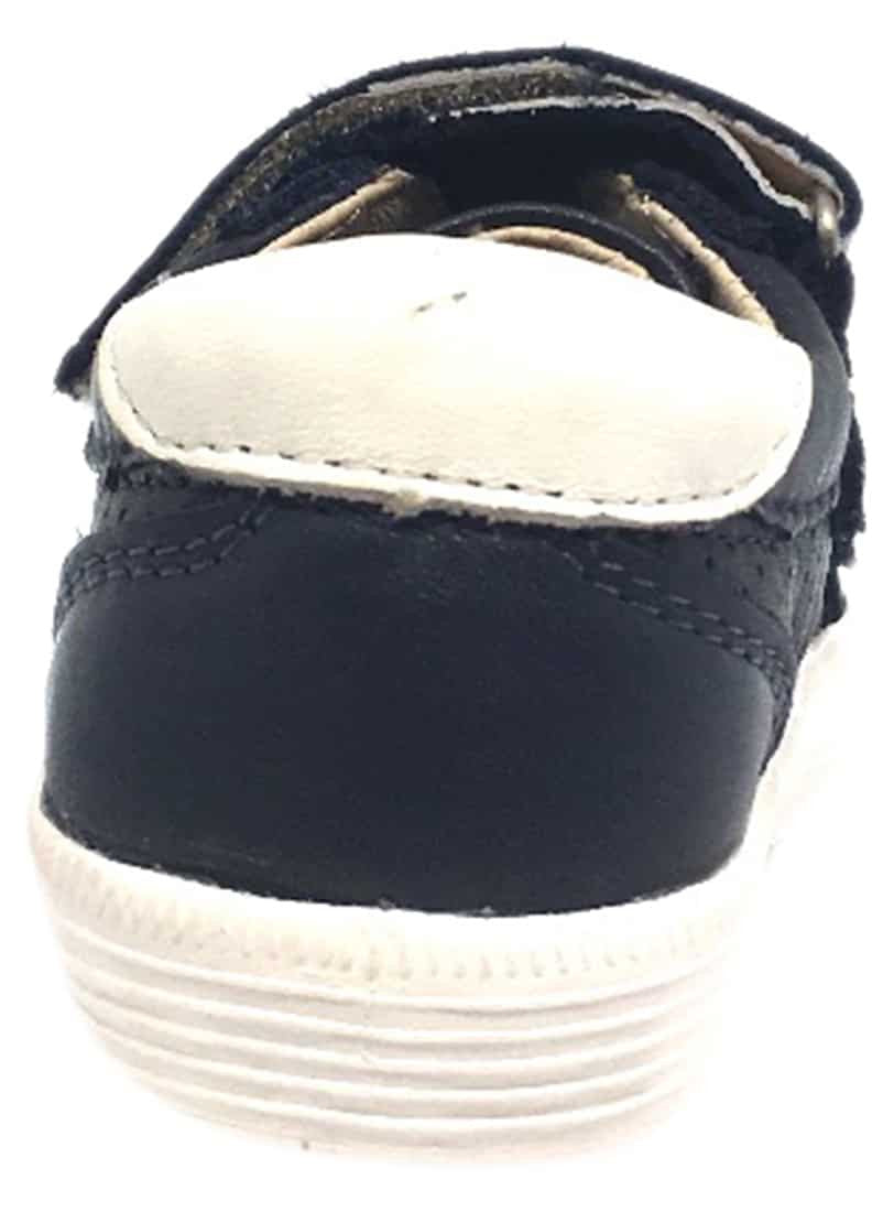 Old Soles Boy's R-Racer Navy Perforated Leather Double Hook and Loop Sneakers