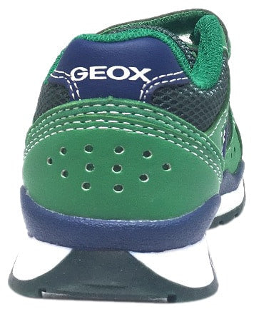 Geox Boy's Pavel Green & Navy Double Hook and Loop Strap Sneaker