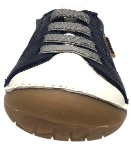 Old Soles Boy's and Girl's Hipster Pave Navy & White Leather Elastic Laces Slip On Walker Baby Shoe Sneaker