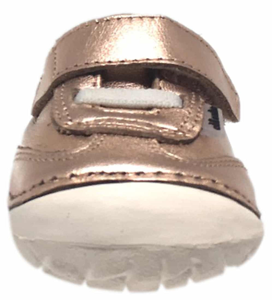 Old Soles Girl's 4011 Sporty Pave Copper Leather Elastic Laces Hook and Loop Walker Baby Shoe Sneaker