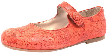Manuela de Juan Mimi Red Floral Leather Snap Mary Jane Flat Shoe