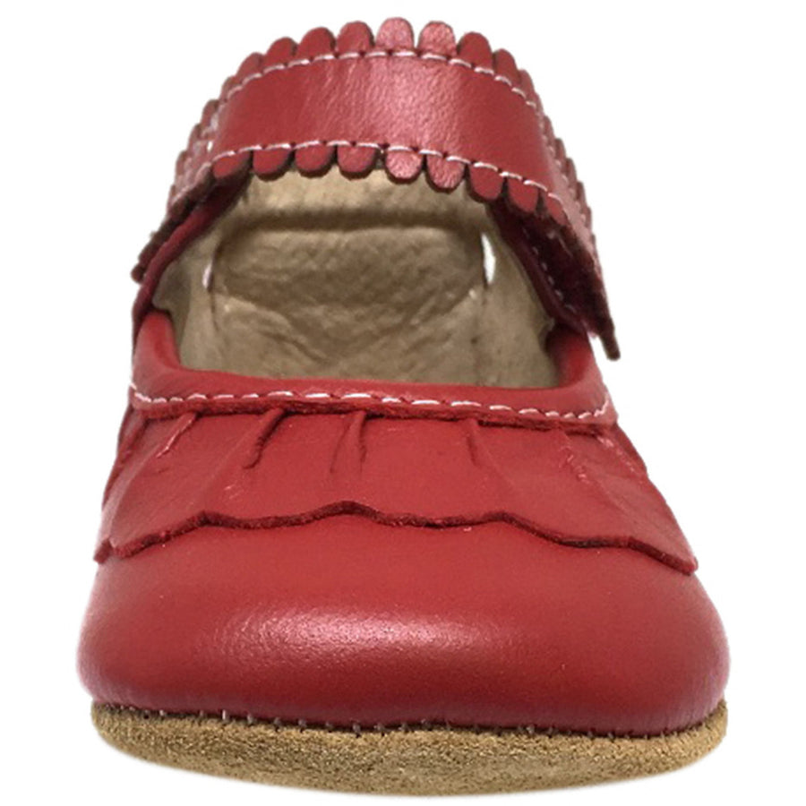 Livie & Luca Girl's Ruche Ruffled Leather Hook and Loop Mary Jane Shoe Red - Just Shoes for Kids
 - 4