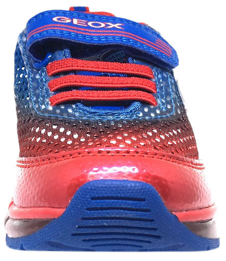 Geox Respira Boy's Android Royal Blue & Red Mesh Light Up Double Hook and Loop Sneaker