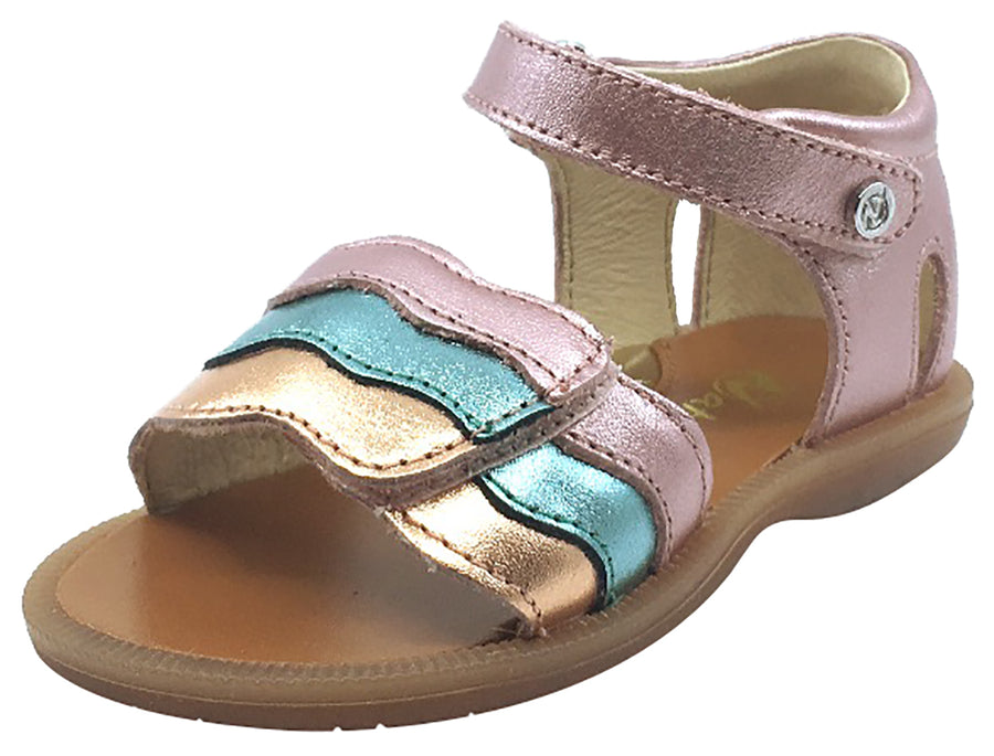 Naturino Girl's Metallic Rainbow Sandals with Hook and Loop Strap